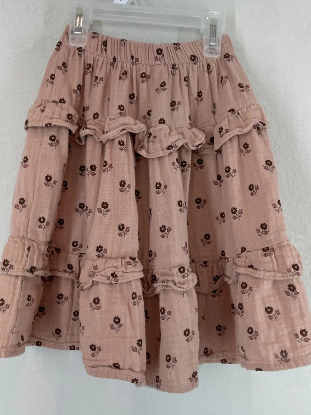 Rylee + Cru Midi Skirt Girls Toddler 2-3Y Midi Pink Ditsy Floral Tiered Cotton